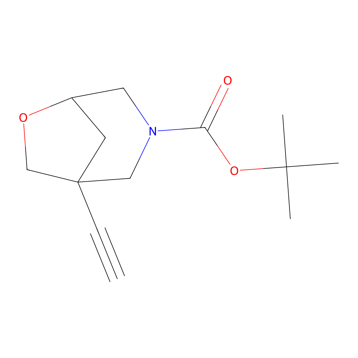 Tert-butyl 1-ethynyl-6-oxa-3-azabicyclo[3.2.1]octane-3-carboxylate molecular structure, CAS 3026715-72-7