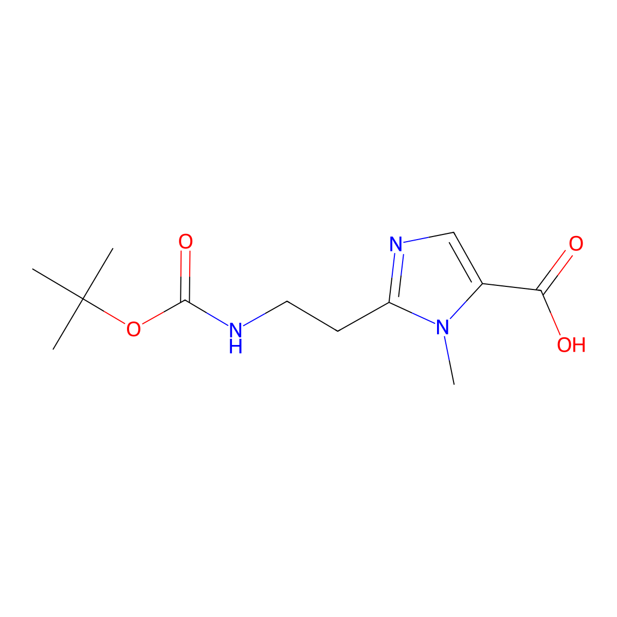 3-Methyl-2-[2-[(2-methylpropan-2-yl)oxycarbonylamino]ethyl]imidazole-4-carboxylic acid molecular structure, CAS 3026715-85-2