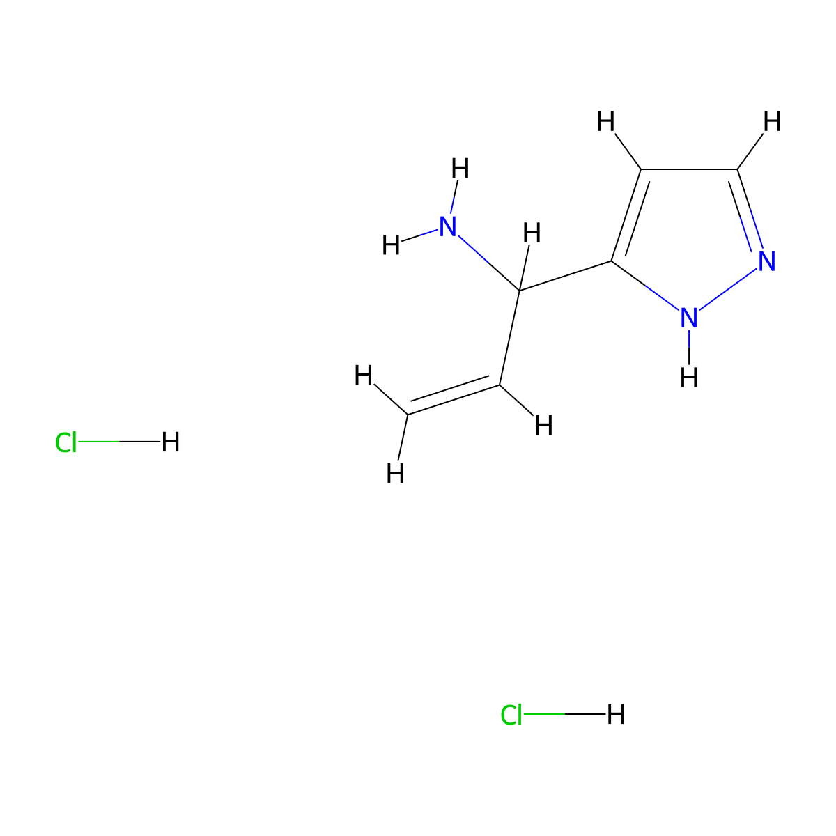 1-(1H-pyrazol-3-yl)prop-2-en-1-amine dihydrochloride molecular structure, CAS 3026715-96-5
