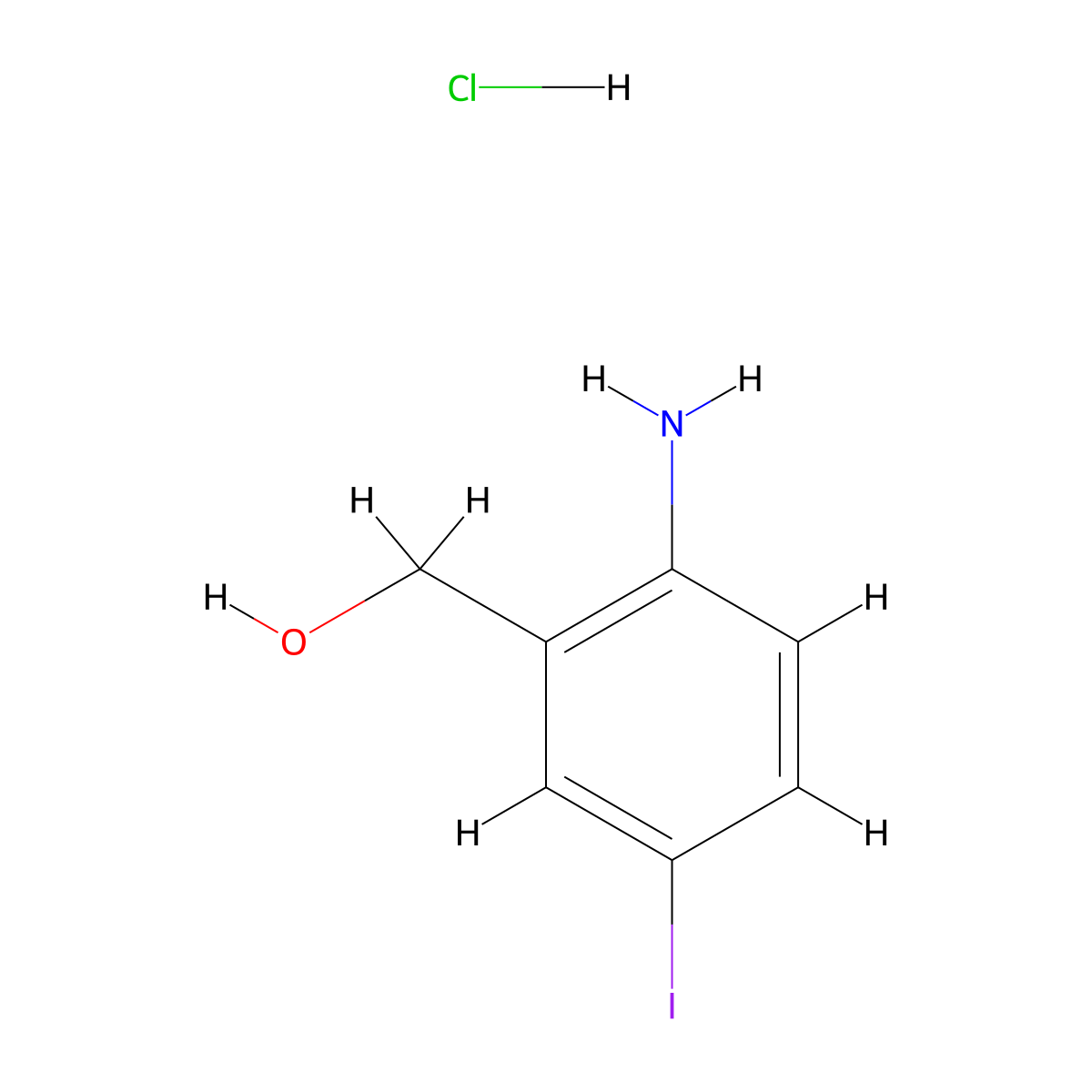 (2-Amino-5-iodophenyl)methanol hydrochloride molecular structure, CAS 3026716-00-4