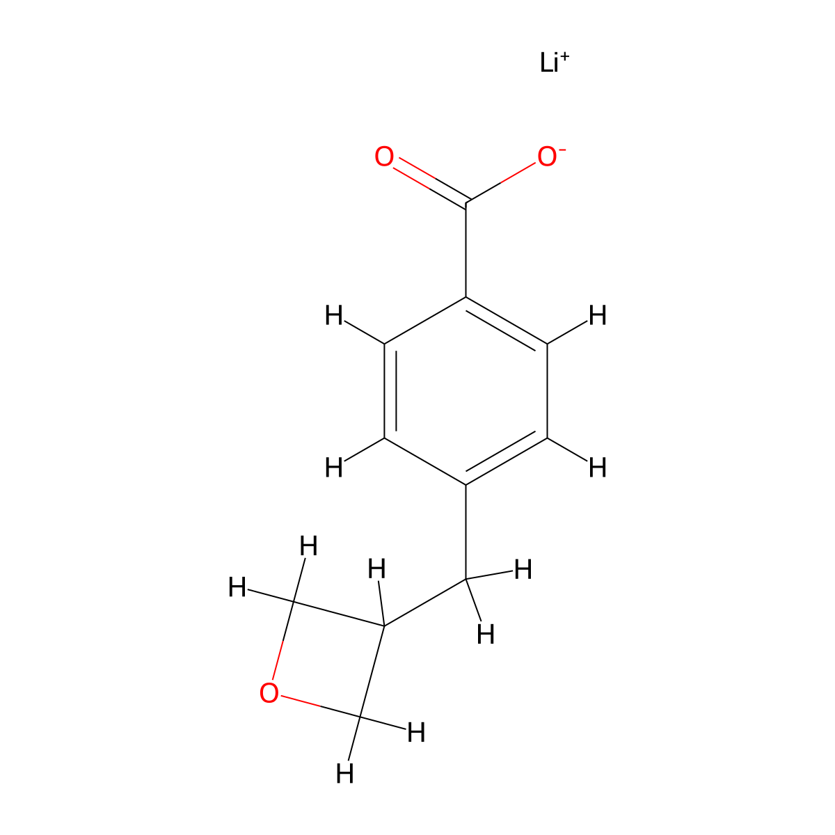Lithium(1+) 4-[(oxetan-3-yl)methyl]benzoate molecular structure, CAS 3026716-02-6