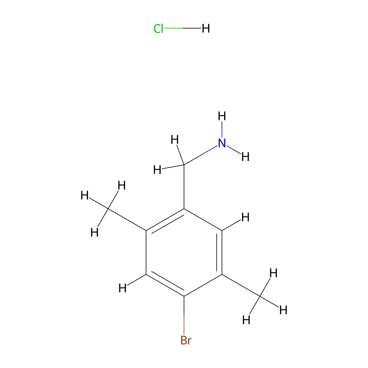 (4-Bromo-2,5-dimethylphenyl)methanamine;hydrochloride molecular structure, CAS 3026716-10-6