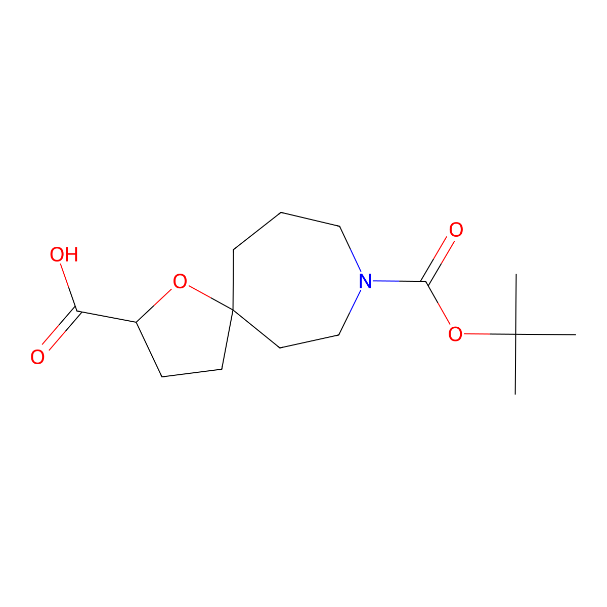 8-[(Tert-butoxy)carbonyl]-1-oxa-8-azaspiro[4.6]undecane-2-carboxylic acid molecular structure, CAS 3026716-16-2