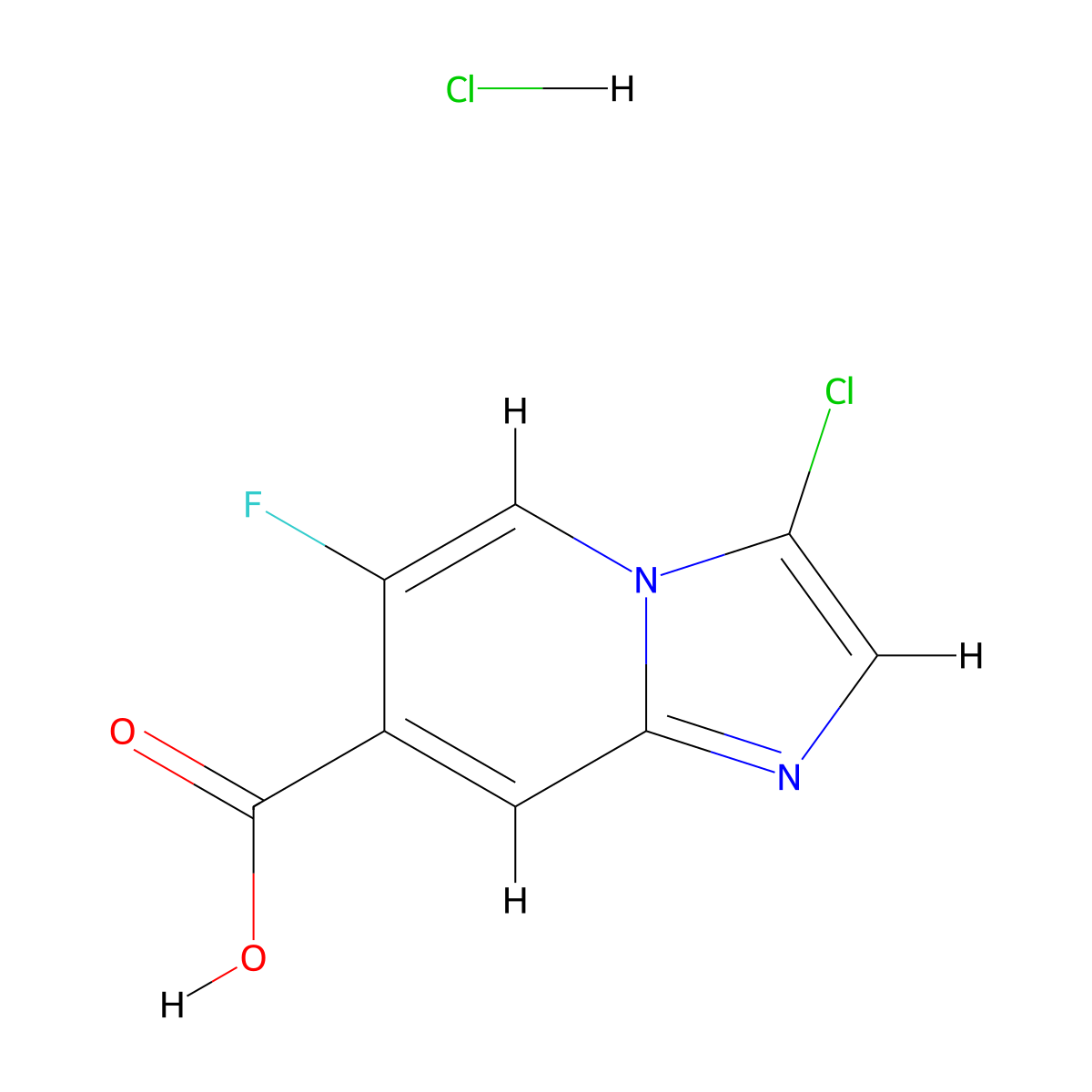 3-Chloro-6-fluoroimidazo[1,2-a]pyridine-7-carboxylic acid hydrochloride molecular structure, CAS 3026716-17-3