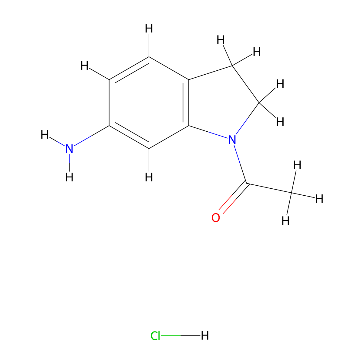 1-(6-amino-2,3-dihydro-1H-indol-1-yl)ethan-1-one hydrochloride molecular structure, CAS 3026716-23-1