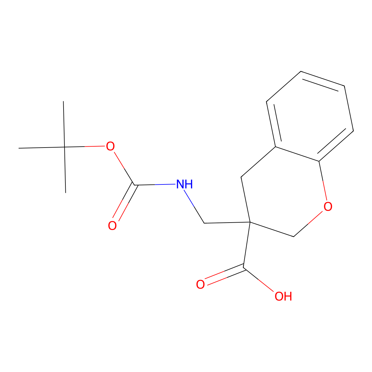 3-(((Tert-butoxycarbonyl)amino)methyl)chromane-3-carboxylic acid molecular structure, CAS 3026716-24-2
