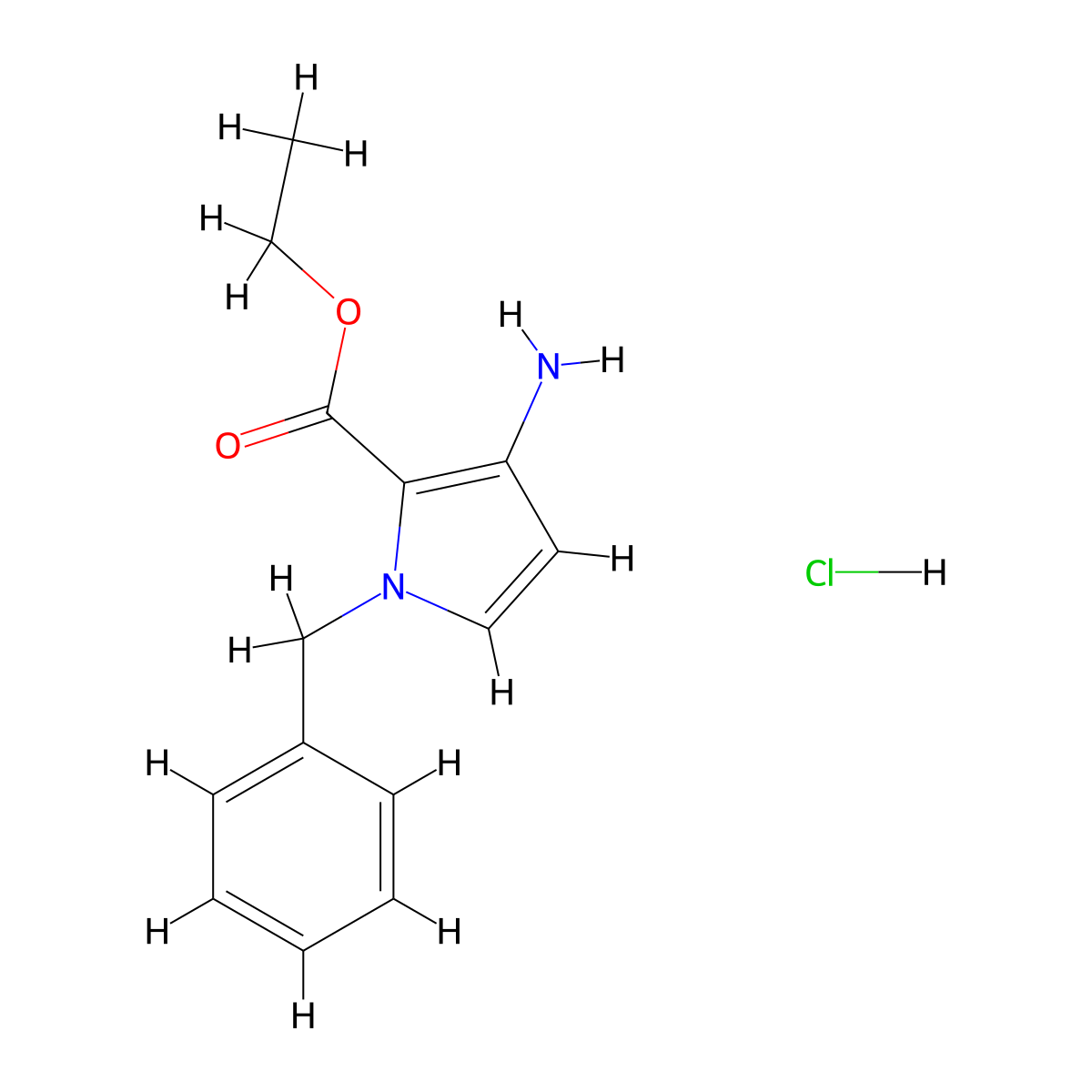 ethyl 3-amino-1-benzyl-1H-pyrrole-2-carboxylate hydrochloride molecular structure, CAS 3026716-35-5