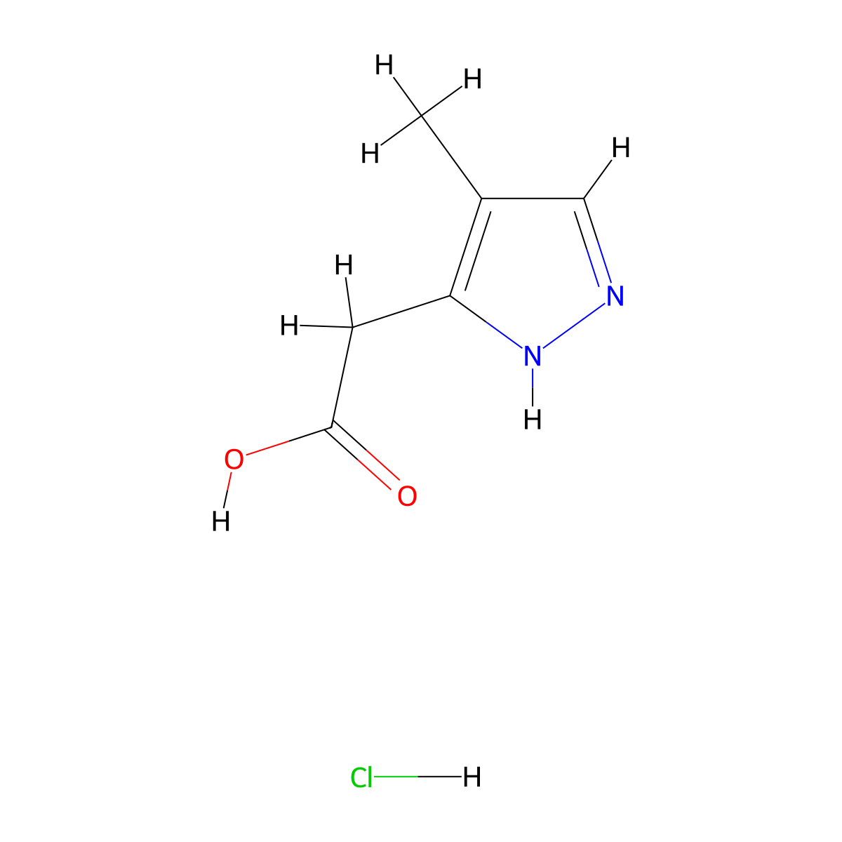 2-(4-methyl-1H-pyrazol-3-yl)acetic acid hydrochloride molecular structure, CAS 3026716-50-4