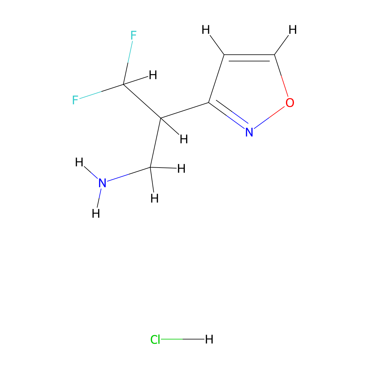 3,3-Difluoro-2-(1,2-oxazol-3-yl)propan-1-amine hydrochloride molecular structure, CAS 3026716-62-8