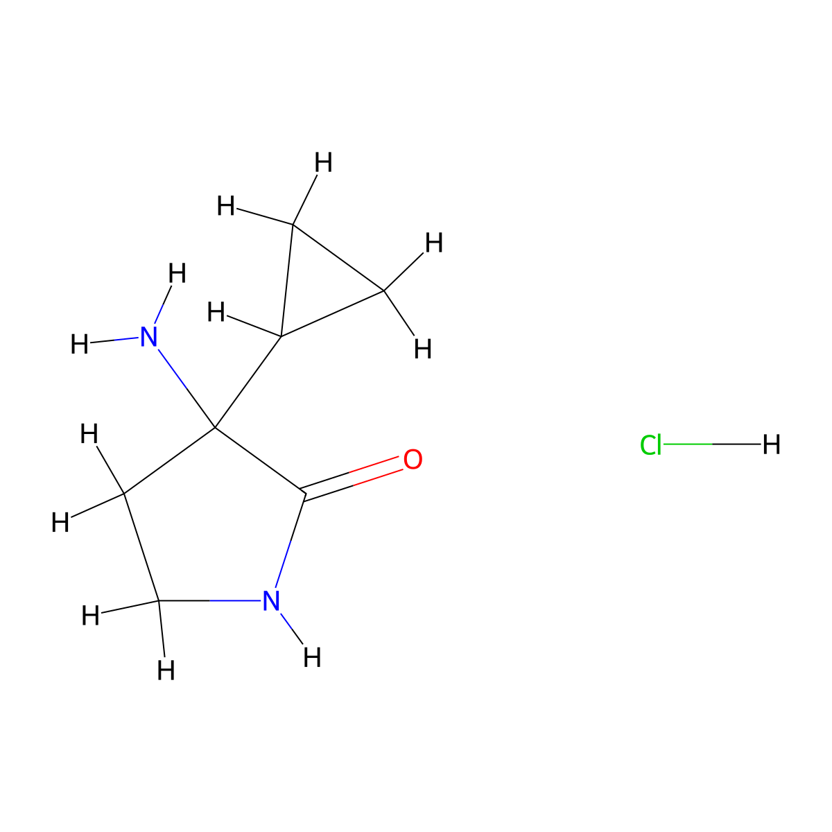 3-Amino-3-cyclopropylpyrrolidin-2-one hydrochloride molecular structure, CAS 3026716-67-3