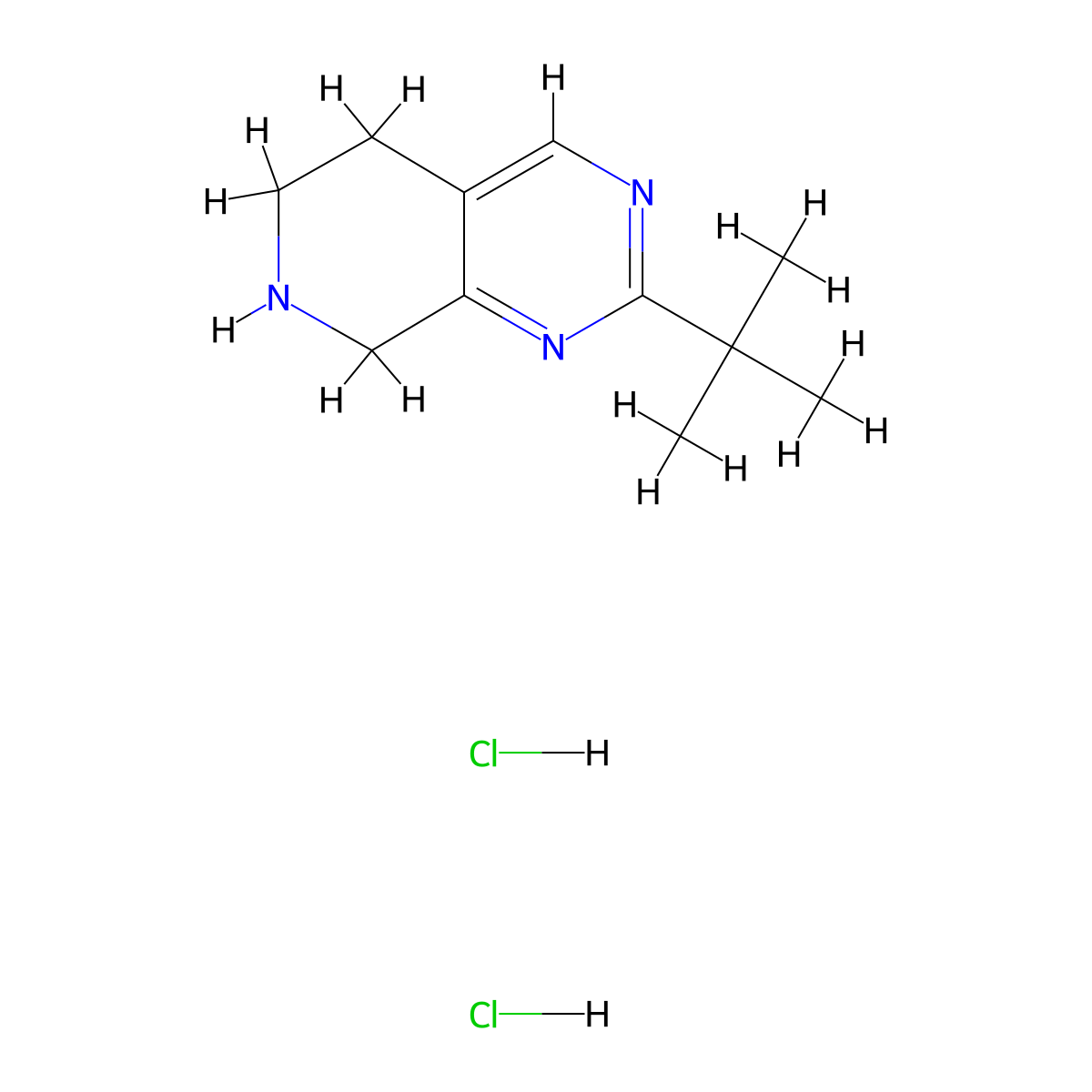 2-Tert-butyl-5,6,7,8-tetrahydropyrido[3,4-d]pyrimidine;dihydrochloride molecular structure, CAS 3026716-74-2
