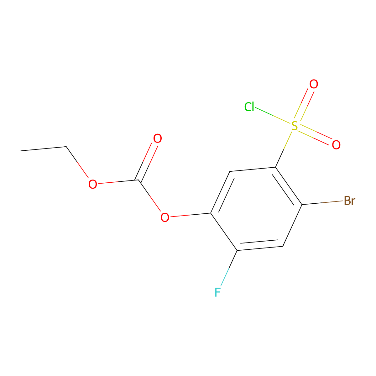 4-Bromo-5-(chlorosulfonyl)-2-fluorophenyl ethyl carbonate molecular structure, CAS 3026716-79-7