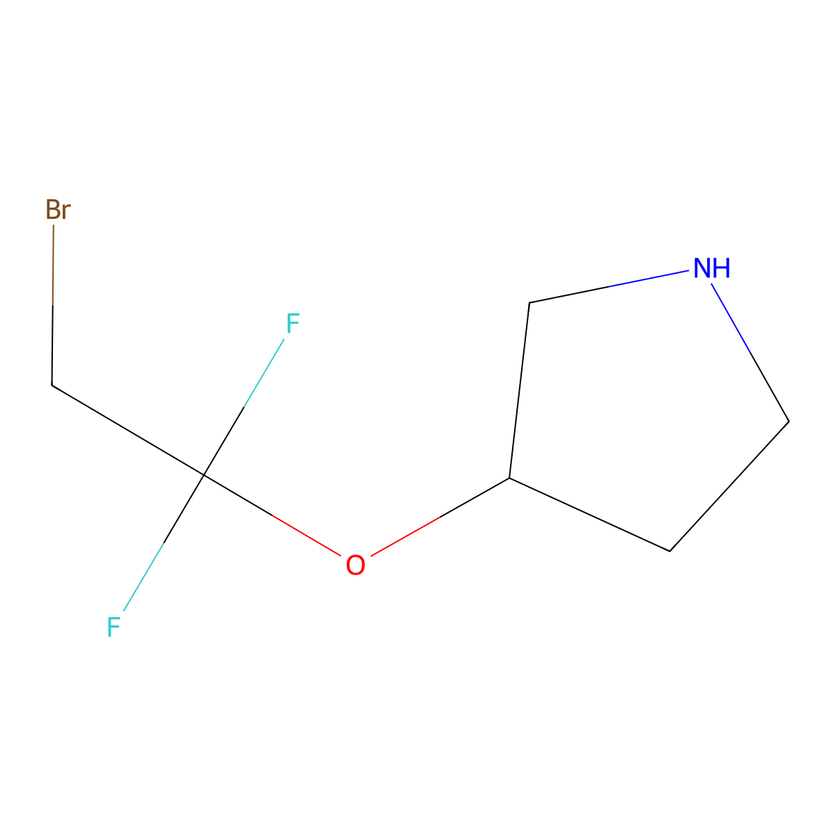 3-(2-Bromo-1,1-difluoroethoxy)pyrrolidine molecular structure, CAS 3026716-81-1
