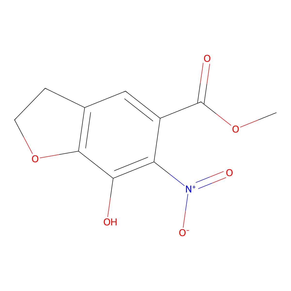 Methyl 7-hydroxy-6-nitro-2,3-dihydrobenzofuran-5-carboxylate molecular structure, CAS 3026728-21-9