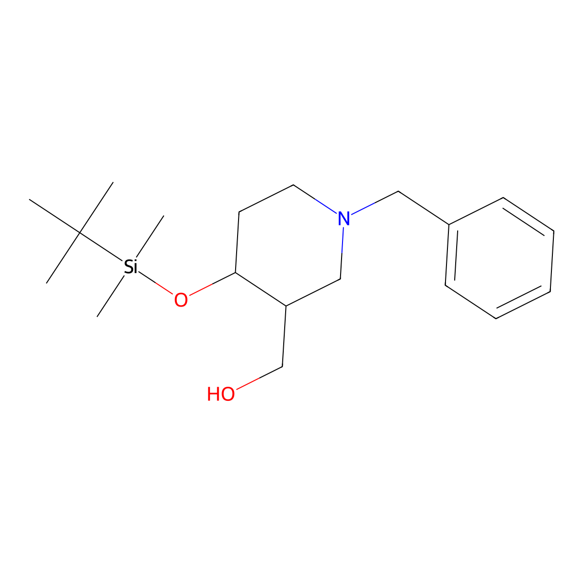 (1-Benzyl-4-((tert-butyldimethylsilyl)oxy) piperidin-3-YL)methanol molecular structure, CAS 3026728-37-7