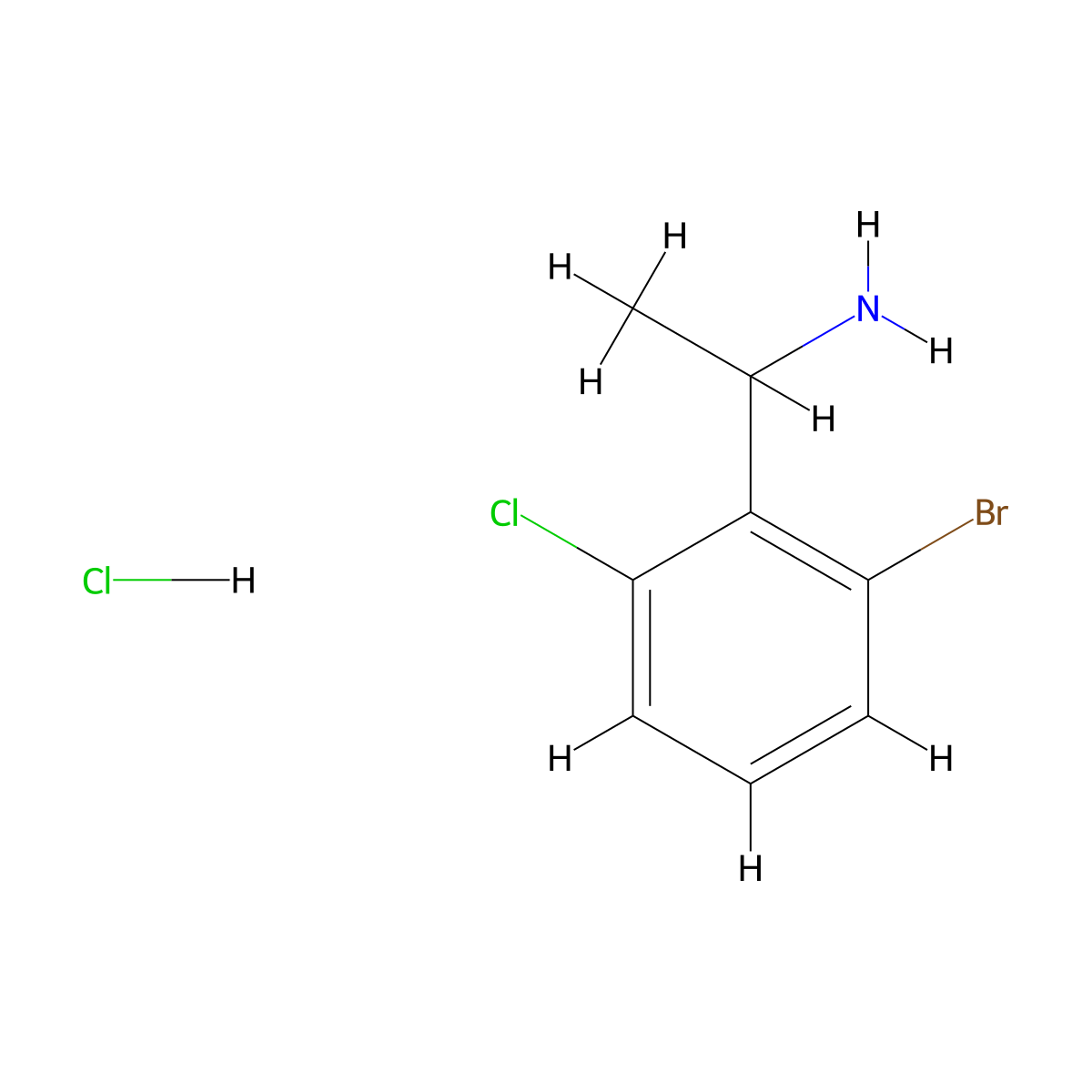 1-(2-Bromo-6-chlorophenyl)ethan-1-amine hydrochloride molecular structure, CAS 3026728-41-3