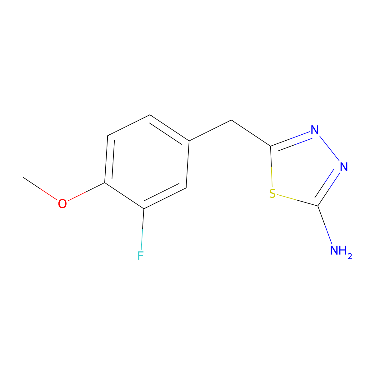 5-[(3-Fluoro-4-methoxyphenyl)methyl]-1,3,4-thiadiazol-2-amine molecular structure, CAS 3026728-46-8
