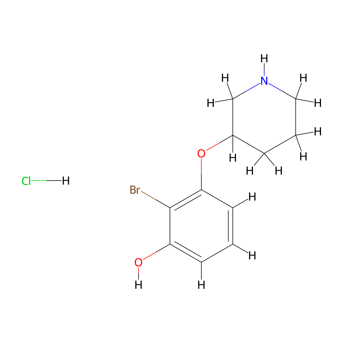 2-Bromo-3-(piperidin-3-yloxy)phenol hydrochloride molecular structure, CAS 3026728-52-6
