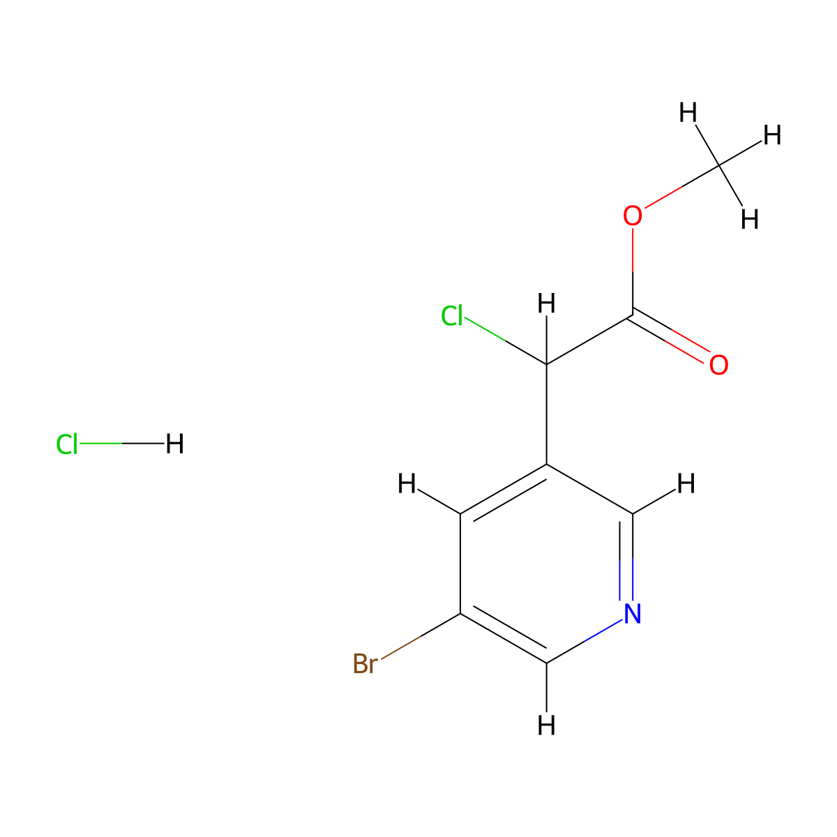 Methyl 2-(5-bromopyridin-3-yl)-2-chloroacetate hydrochloride molecular structure, CAS 3026728-55-9