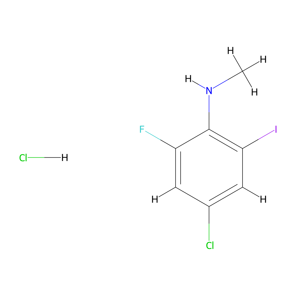 4-chloro-2-fluoro-6-iodo-N-methylaniline hydrochloride molecular structure, CAS 3026728-60-6