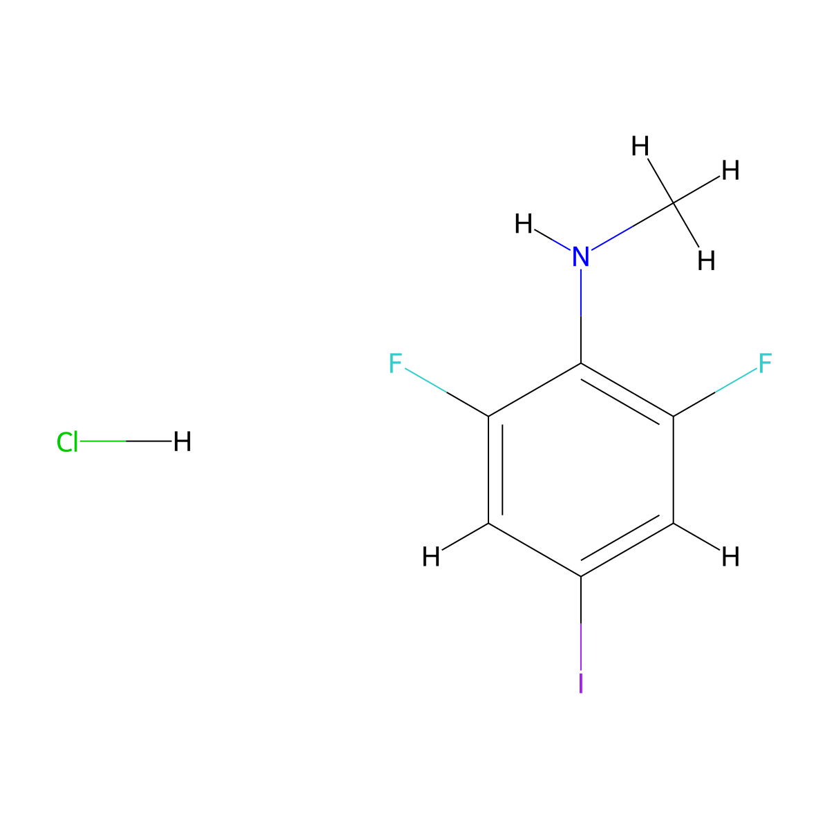 2,6-difluoro-4-iodo-N-methylaniline hydrochloride molecular structure, CAS 3026728-62-8