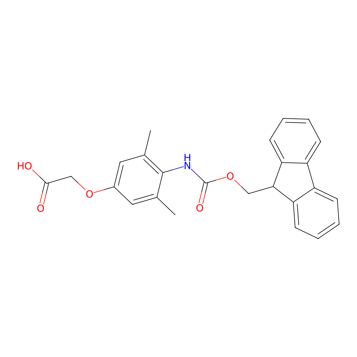 2-[4-({[(9H-fluoren-9-yl)methoxy]carbonyl}amino)-3,5-dimethylphenoxy]acetic acid molecular structure, CAS 3026728-67-3