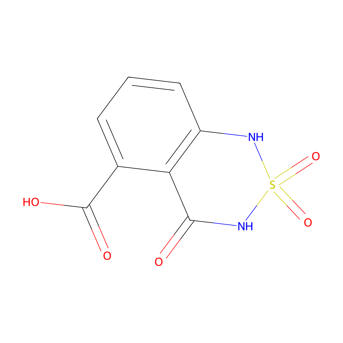 2,2,4-trioxo-3,4-dihydro-1H-2lambda6,1,3-benzothiadiazine-5-carboxylic acid molecular structure, CAS 3026728-71-9