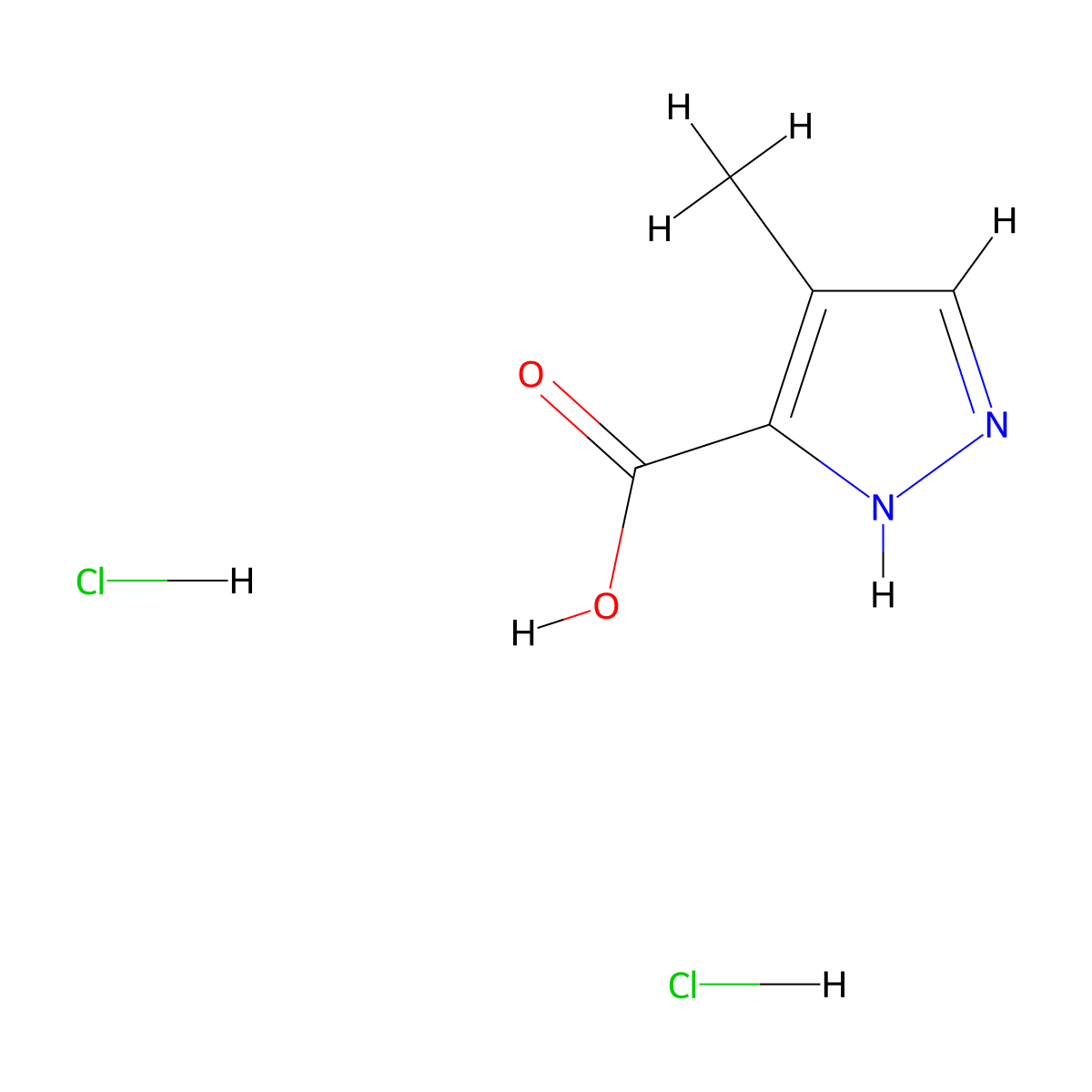 4-methyl-1H-pyrazole-5-carboxylic acid;dihydrochloride molecular structure, CAS 3026728-72-0