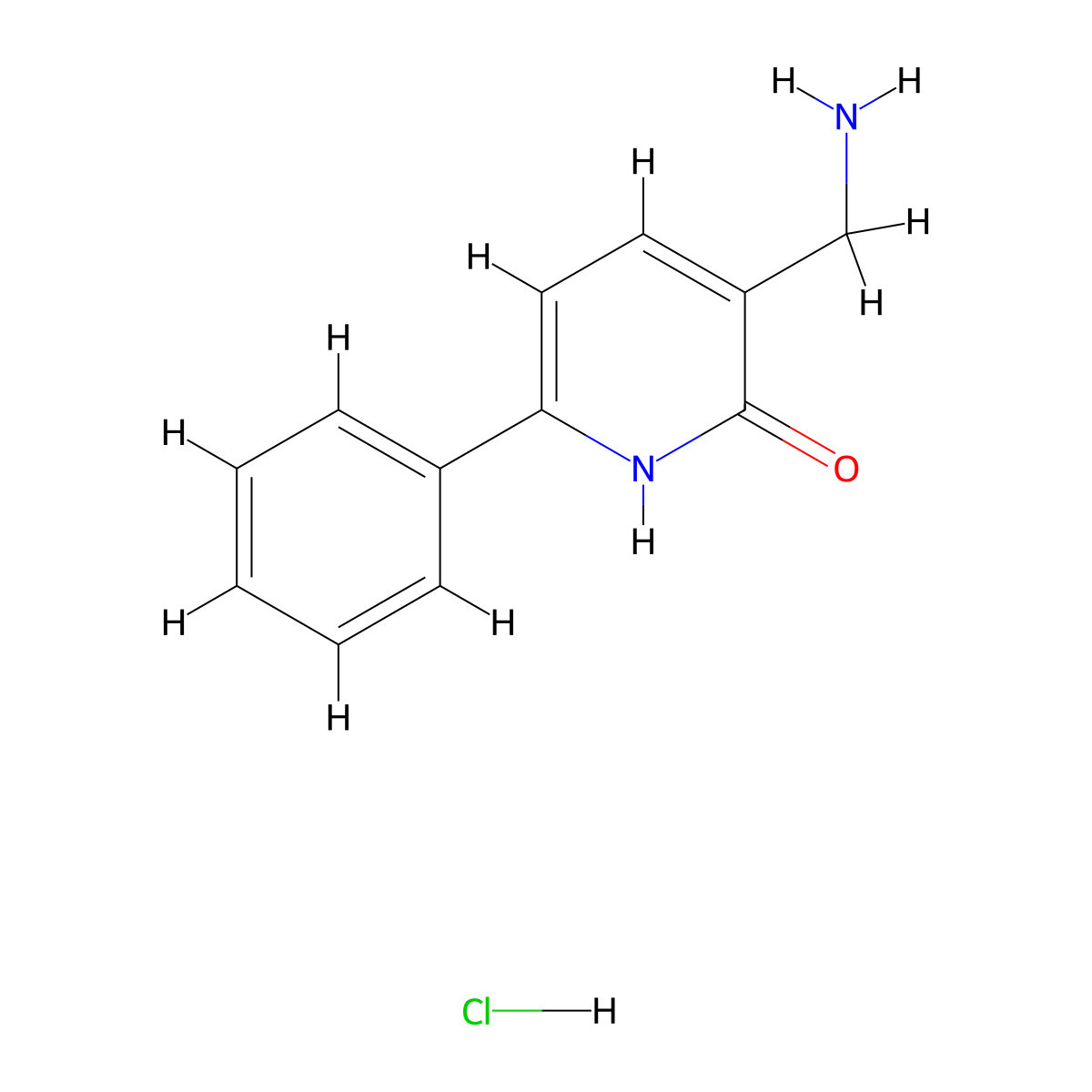 3-(Aminomethyl)-6-phenyl-1,2-dihydropyridin-2-one hydrochloride molecular structure, CAS 3026728-79-7