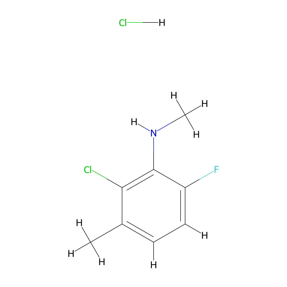 2-chloro-6-fluoro-N,3-dimethylaniline hydrochloride molecular structure, CAS 3026728-85-5