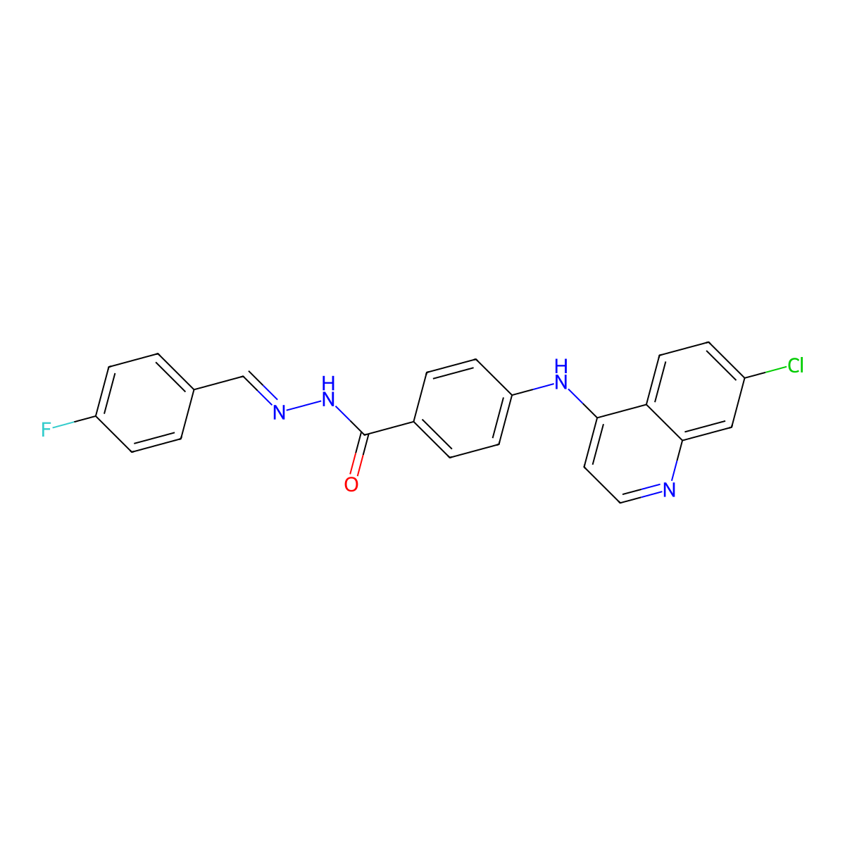 4-((7-Chloroquinolin-4-yl)amino)-N'-(4-fluorobenzylidene)benzohydrazide molecular structure, CAS 3026790-10-0