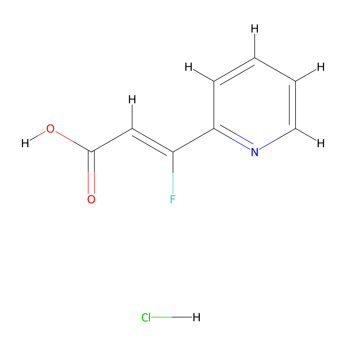 (2Z)-3-fluoro-3-(pyridin-2-yl)prop-2-enoic acid hydrochloride molecular structure, CAS 3026790-29-1