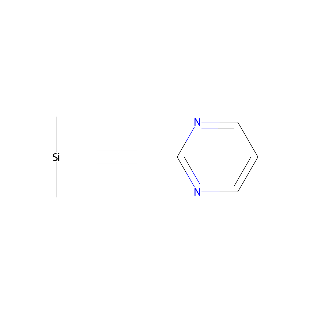 5-Methyl-2-((trimethylsilyl)ethynyl)pyrimidine molecular structure, CAS 3027553-42-7