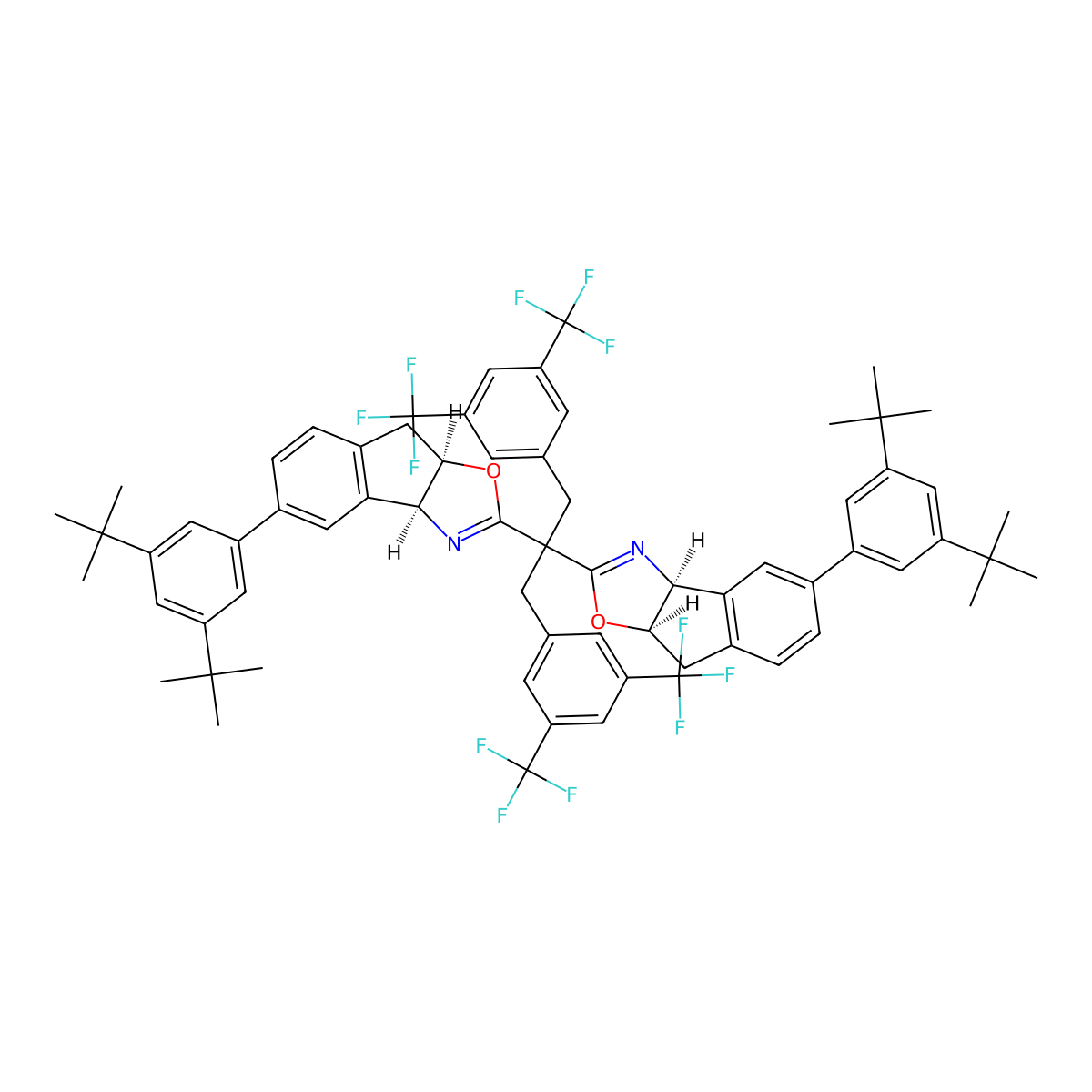 (3aS,3a'S,8aR,8a'R)-2,2'-(1,3-Bis(3,5-bis(trifluoromethyl)phenyl)propane-2,2-diyl)bis(5-(3,5-di-tert-butylphenyl)-3a,8a-dihydro-8H-indeno[1,2-d]oxazole) molecular structure, CAS 3027623-09-9