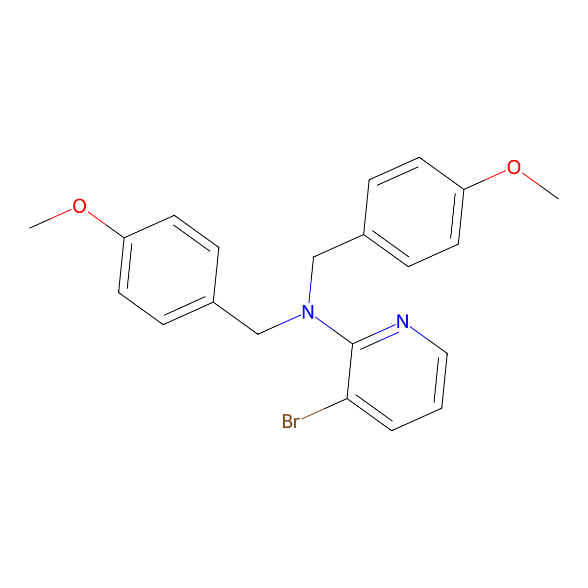 3-bromo-N,N-bis(4-methoxybenzyl)pyridin-2-amine molecular structure, CAS 3027740-67-3