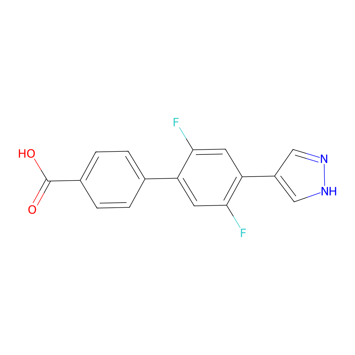 2',5'-Difluoro-4'-(1H-pyrazol-4-YL)-[1,1'-biphenyl]-4-carboxylic acid molecular structure, CAS 3027742-68-0