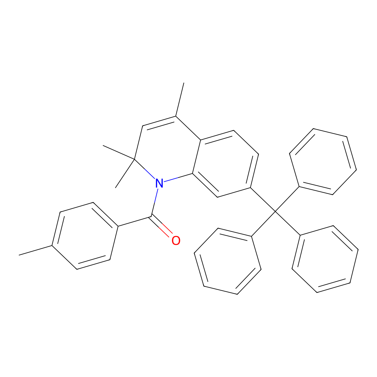 (4-Methylphenyl)-(2,2,4-trimethyl-7-tritylquinolin-1-yl)methanone molecular structure, CAS 302776-89-2