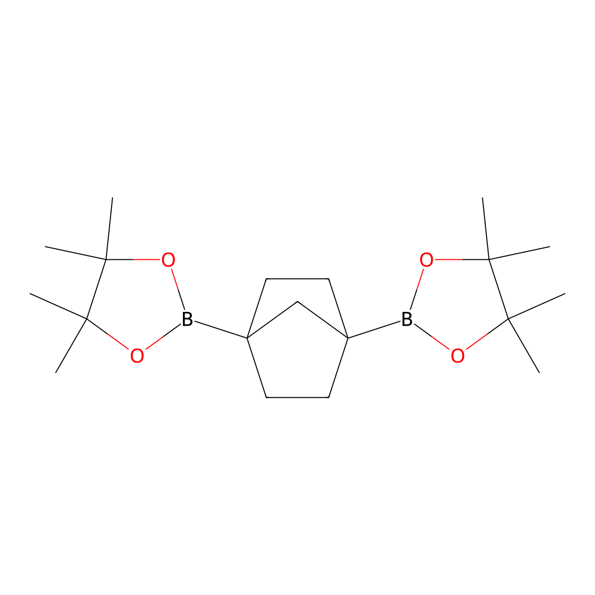 4,4,5,5-Tetramethyl-2-[4-(4,4,5,5-tetramethyl-1,3,2-dioxaborolan-2-YL)norbornan-1-YL]-1,3,2-dioxaborolane (boston college patent product. not for resale. internal R&D only.) molecular structure, CAS 3027760-43-3