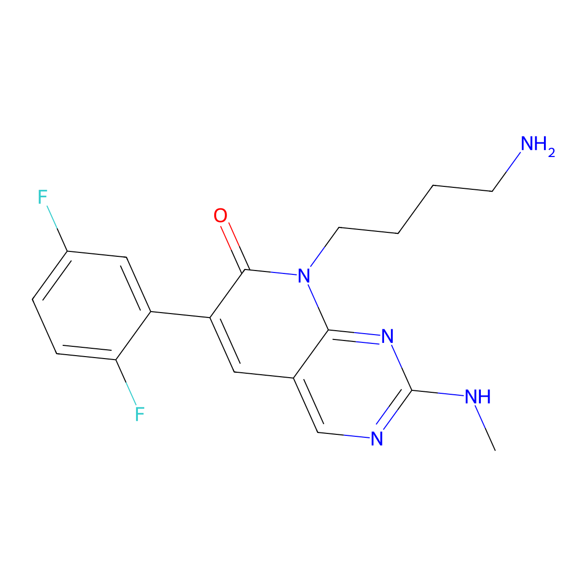 8-(4-Aminobutyl)-6-(2,5-difluorophenyl)-2-(methylamino)pyrido[2,3-d]pyrimidin-7-one molecular structure, CAS 3027761-24-3