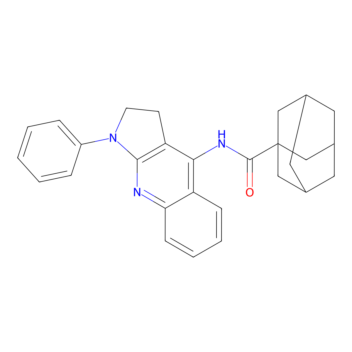 N-(1-phenyl-2,3-dihydropyrrolo[2,3-b]quinolin-4-yl)adamantane-1-carboxamide molecular structure, CAS 302780-31-0