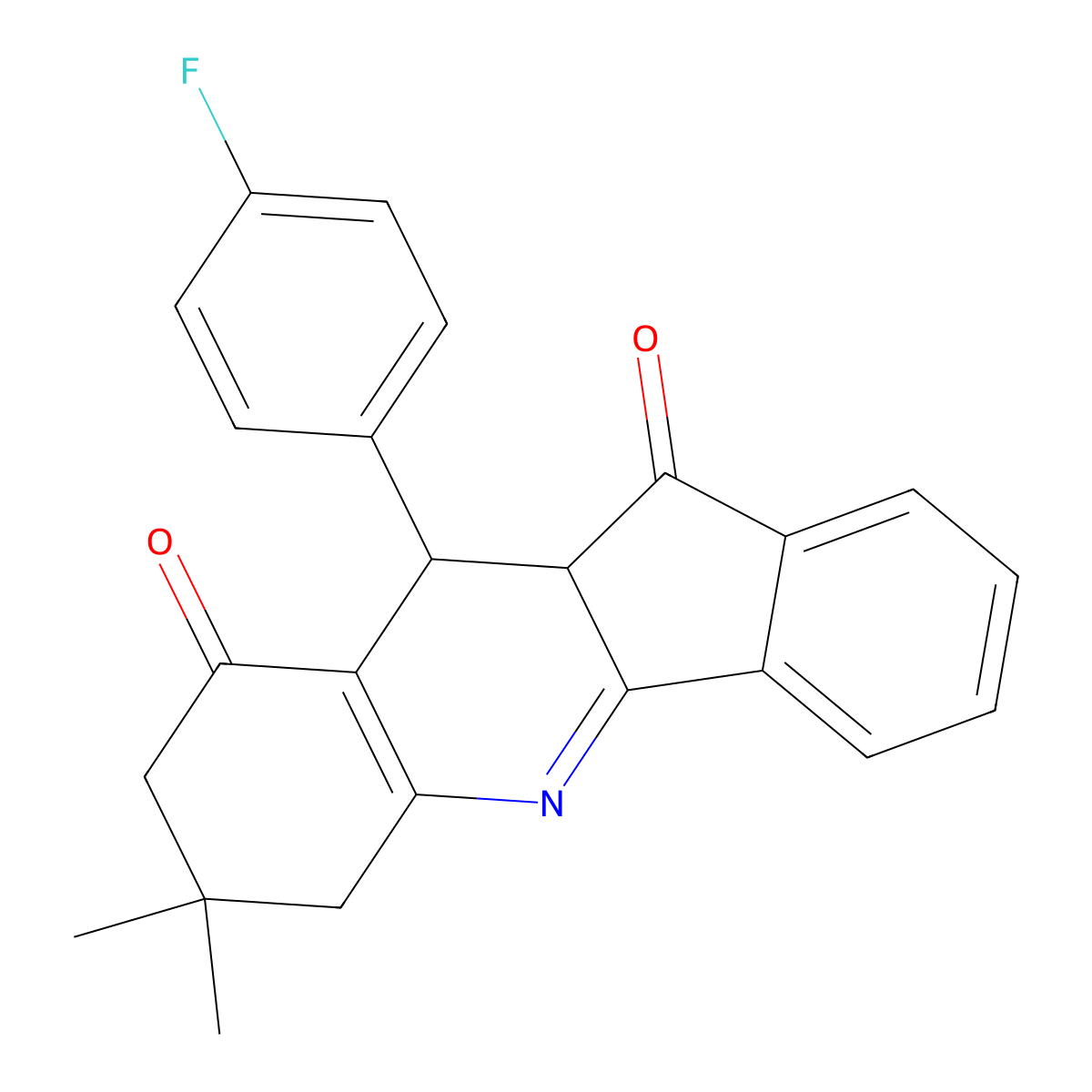 10-(4-fluorophenyl)-7,7-dimethyl-7,8,10,10a-tetrahydro-6H-indeno[1,2-b]quinoline-9,11-dione molecular structure, CAS 302780-45-6