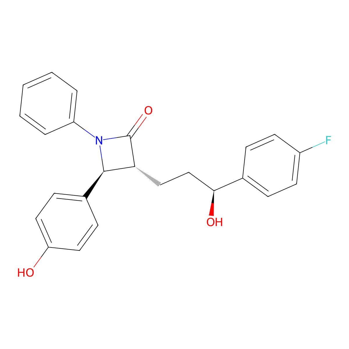(3R,4S)-3-[(3S)-3-(4-Fluorophenyl)-3-hydroxypropyl]-4-(4-hydroxyphenyl)-1-phenylazetidin-2-one molecular structure, CAS 302781-98-2
