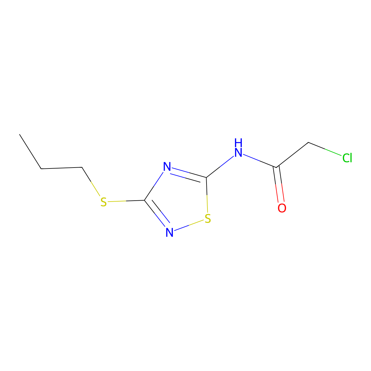 2-chloro-N-[3-(propylthio)-1,2,4-thiadiazol-5-yl]acetamide molecular structure, CAS 302784-83-4