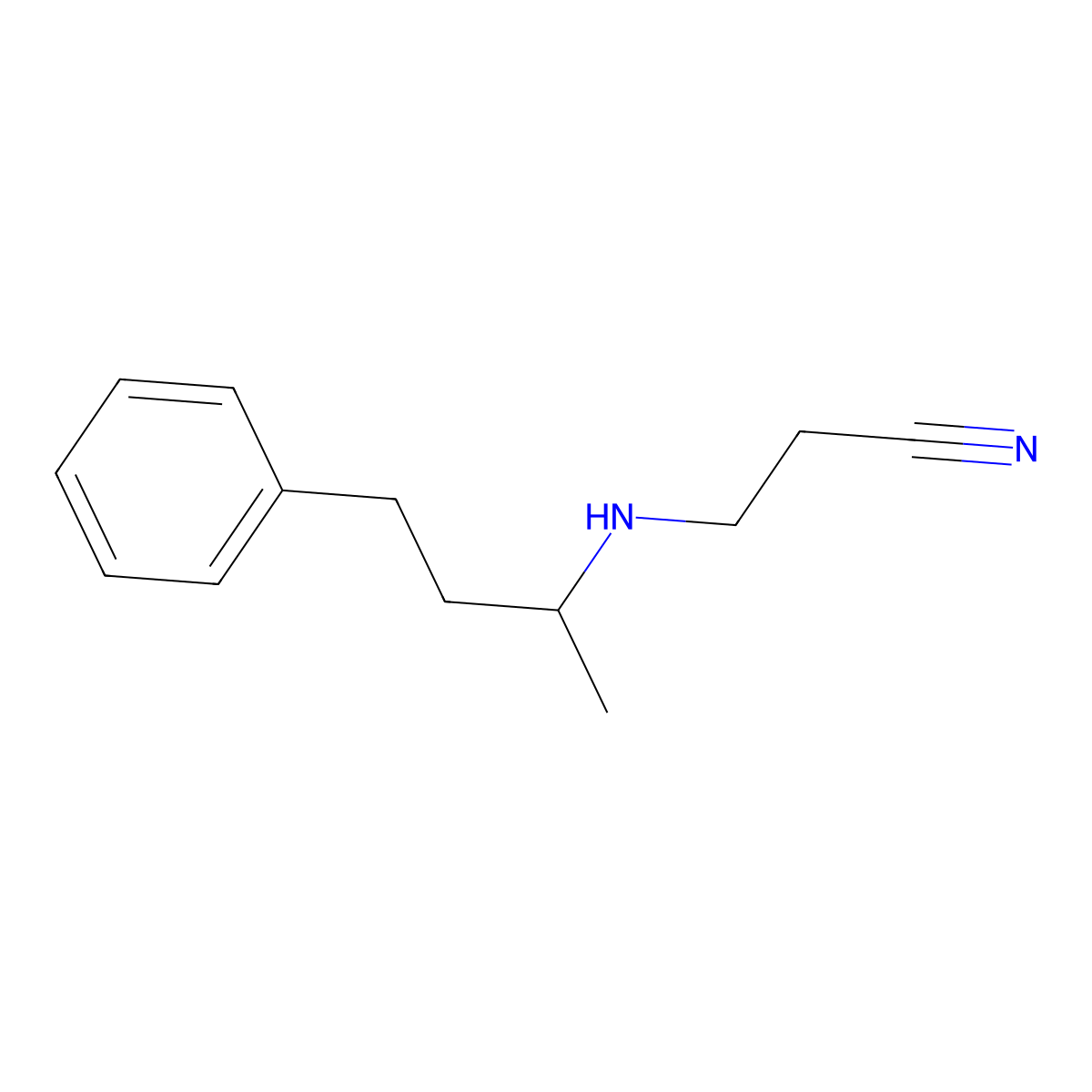 3-[(1-Methyl-3-phenylpropyl)amino]propionitrile molecular structure, CAS 302785-50-8