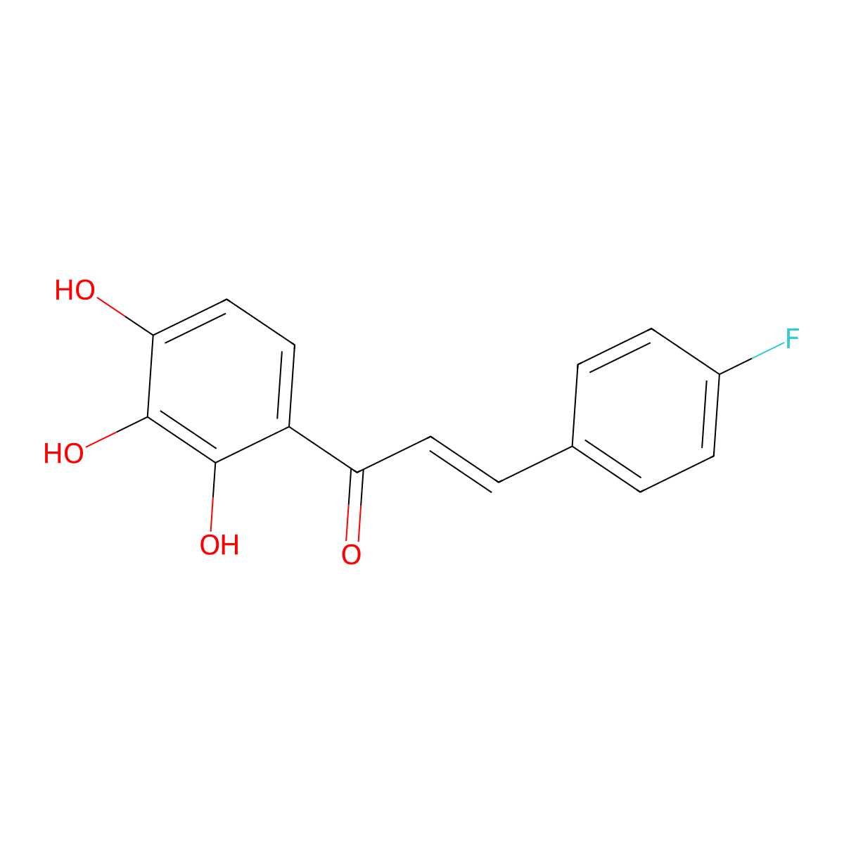 (E)-3-(4-fluorophenyl)-1-(2,3,4-trihydroxyphenyl)prop-2-en-1-one molecular structure, CAS 3027871-14-0