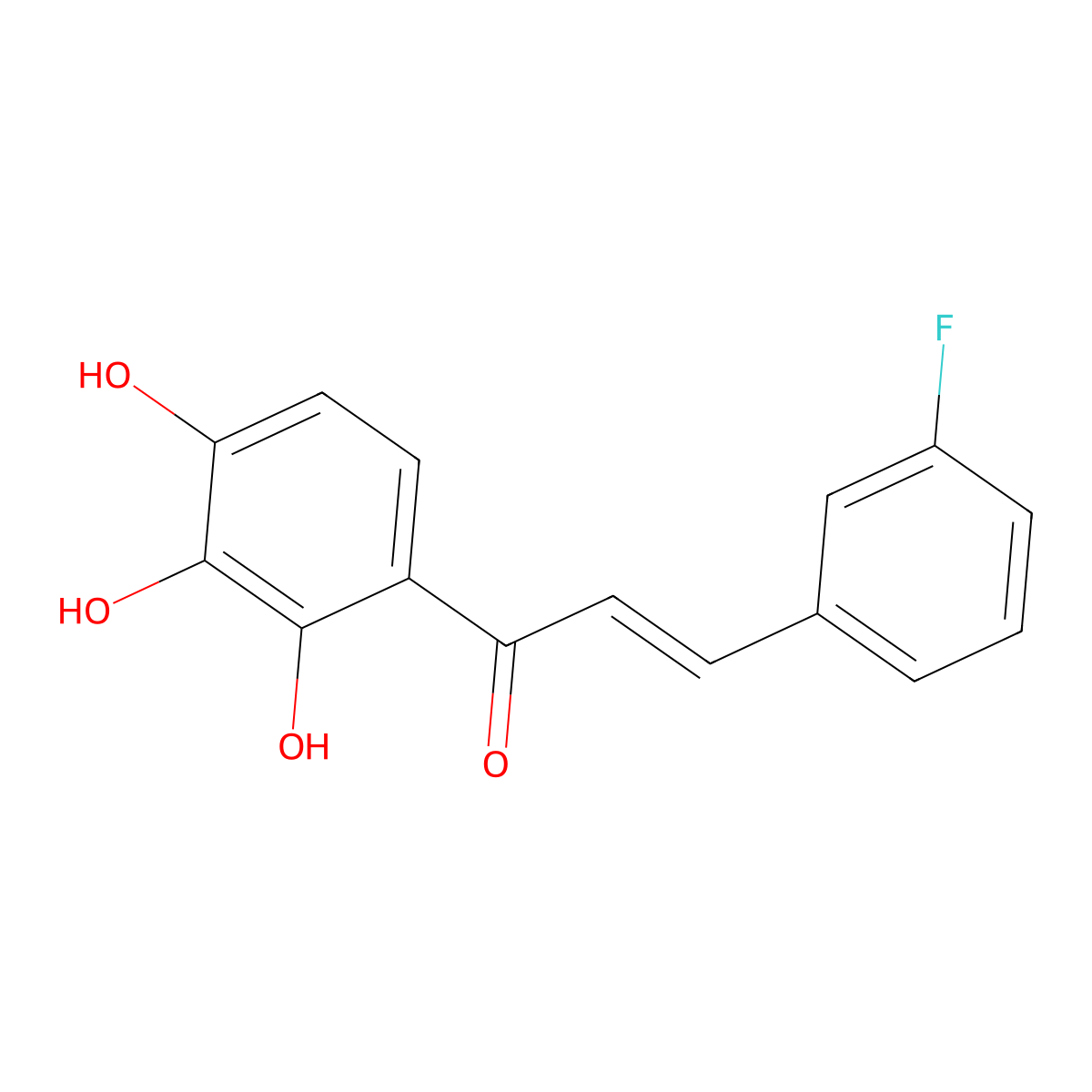 (E)-3-(3-fluorophenyl)-1-(2,3,4-trihydroxyphenyl)prop-2-en-1-one molecular structure, CAS 3027871-15-1