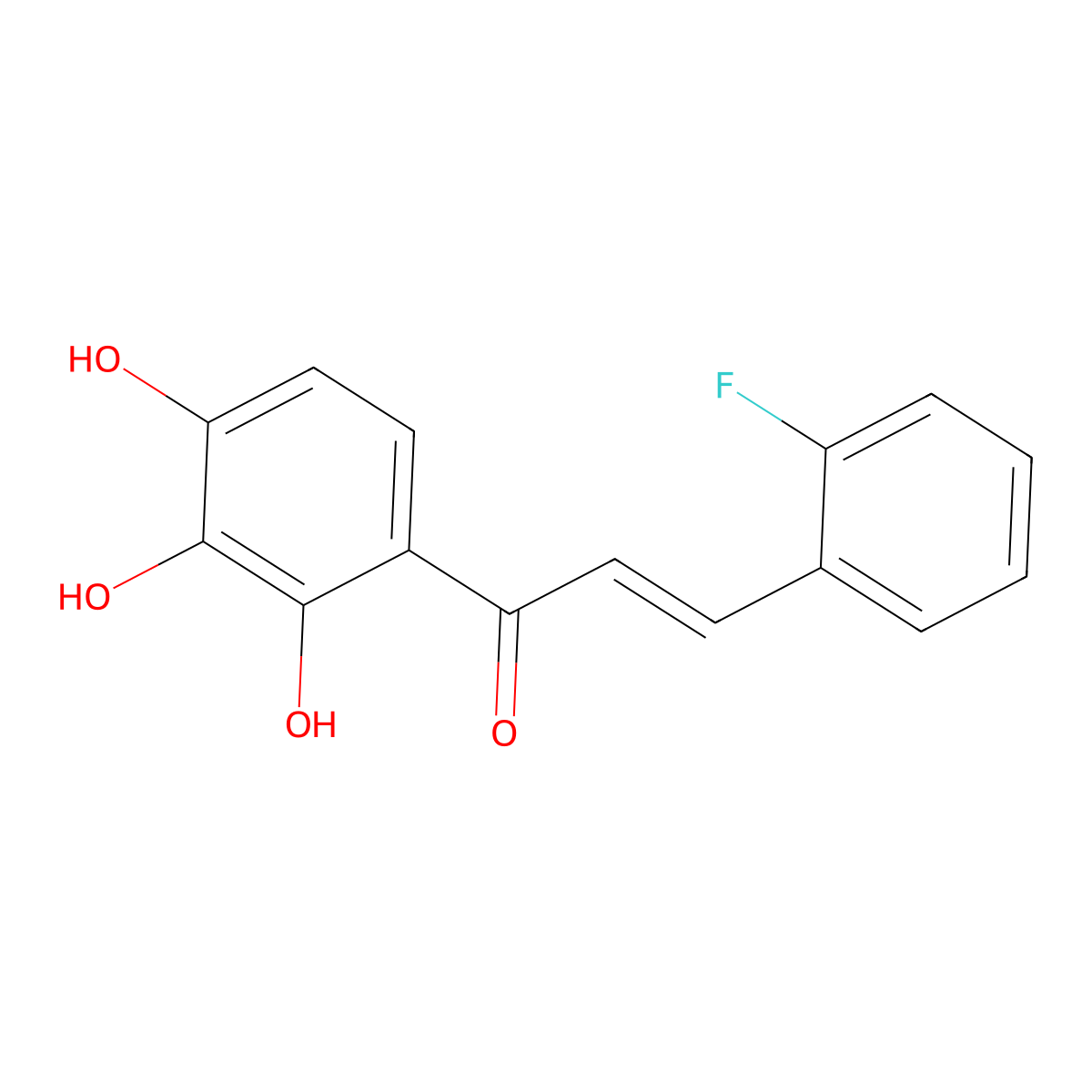 (E)-3-(2-fluorophenyl)-1-(2,3,4-trihydroxyphenyl)prop-2-en-1-one molecular structure, CAS 3027871-20-8