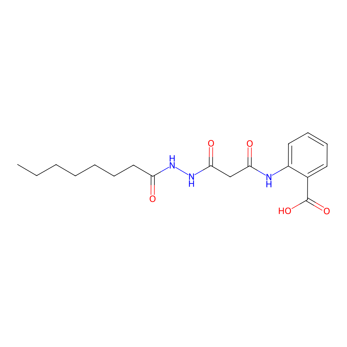 2-{[3-(2-Octanoylhydrazinyl)-3-oxopropanoyl]amino}benzoic acid molecular structure, CAS 302788-74-5