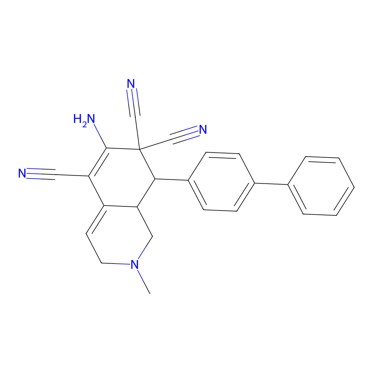 6-Amino-2-methyl-8-(4-phenylphenyl)-1,3,8,8a-tetrahydroisoquinoline-5,7,7-tricarbonitrile molecular structure, CAS 302795-36-4