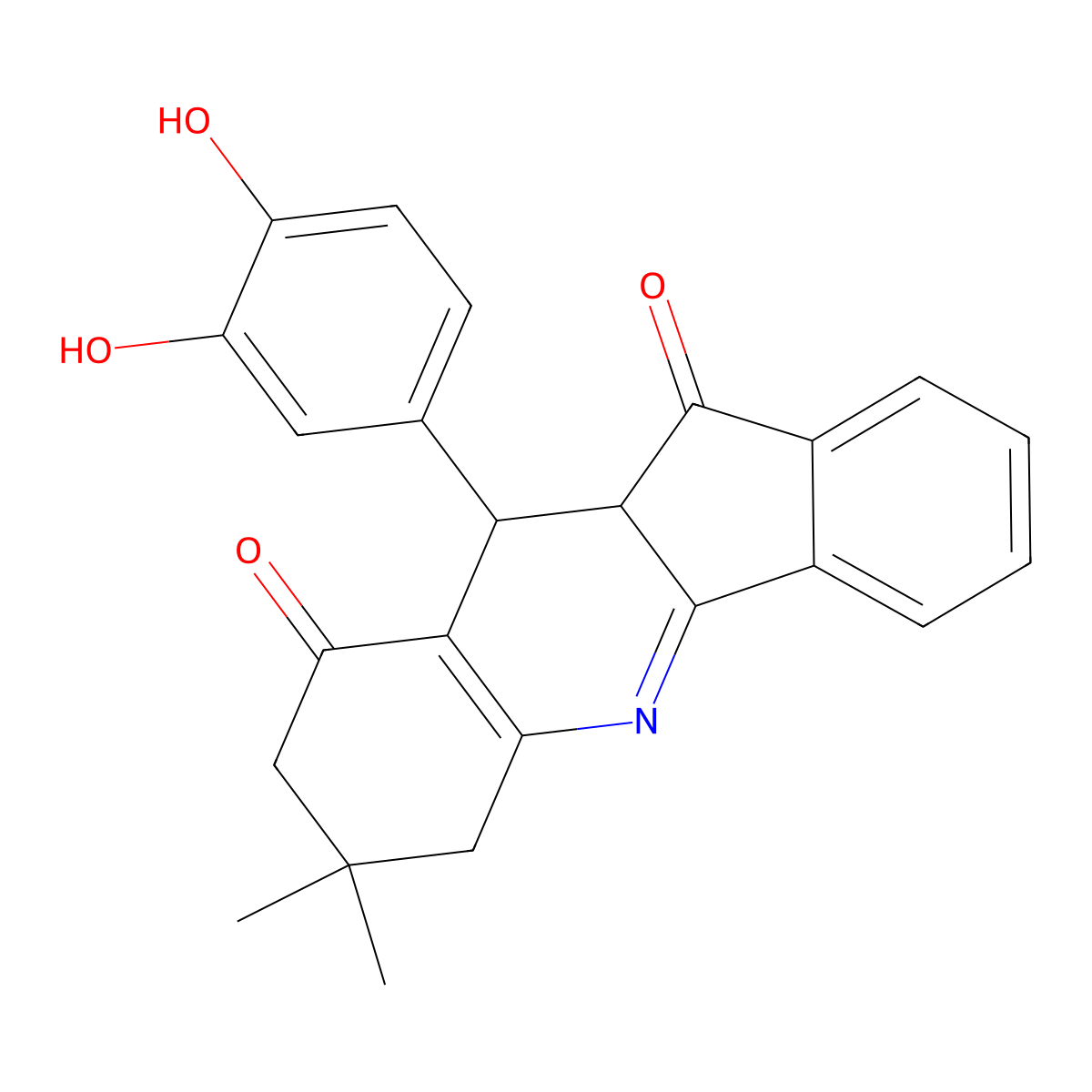 10-(3,4-dihydroxyphenyl)-7,7-dimethyl-7,8,10,10a-tetrahydro-6H-indeno[1,2-b]quinoline-9,11-dione molecular structure, CAS 302795-48-8